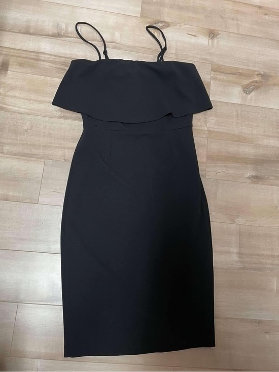 Dynamite Dresses & Skirts - Dynamite Black Ruffle-Trim Spaghetti-Strap Midi Dress